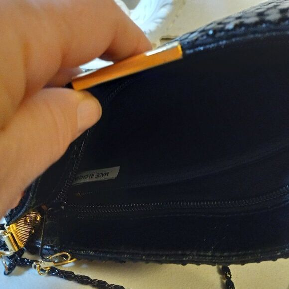 Vintage Mesh Black Clutch bag Cottagecore Grandmacore - Picture 5 of 7